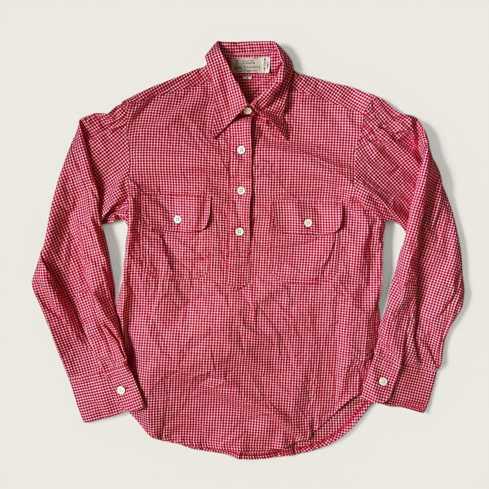 Vintage DBA by Theodore Red Gingham Pullover Shirt M Cotton Blend Western